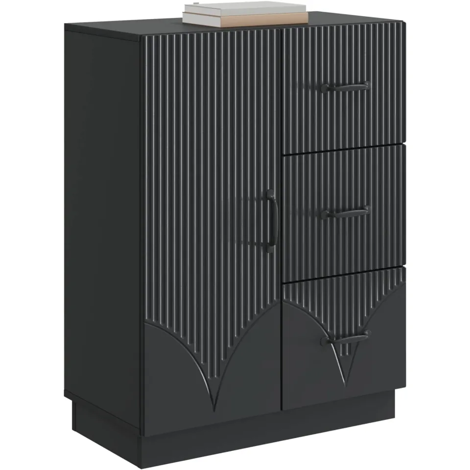 vidaXL Dressoir met lade Zwart 66 x 34,5 x 87 cm Bewerkt hout
