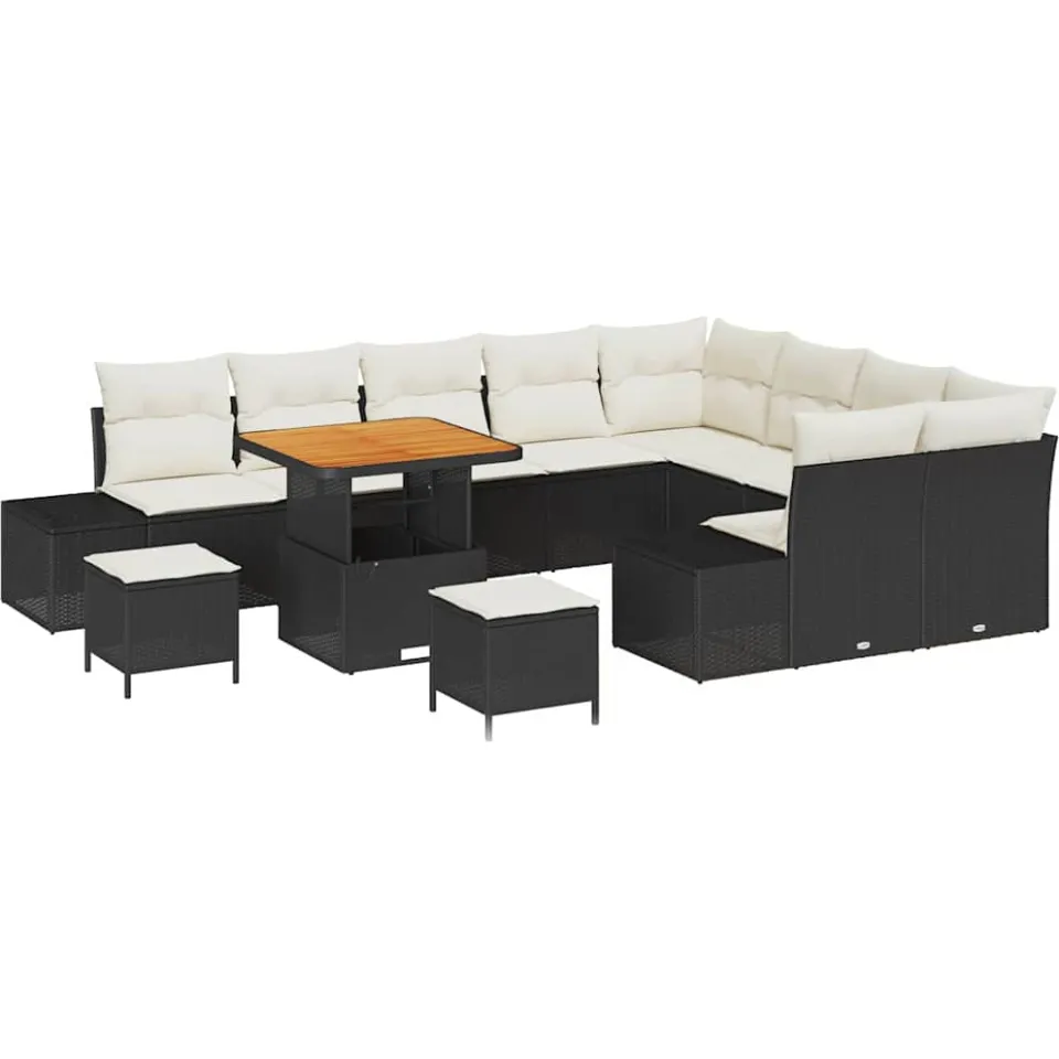 vidaXL Tuinbankenset 12 st Zwart poly rattan