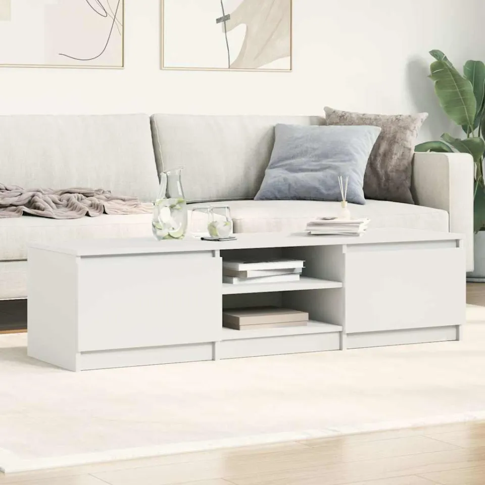 vidaXL Tv-meubel 140x40x35,5 cm bewerkt hout hoogglans wit, foto 3