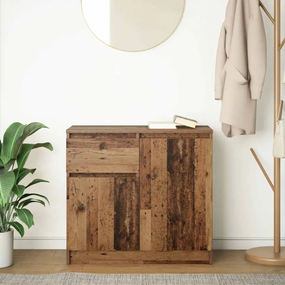 vidaXL Dressoir met lade 71x35x65 cm spaanplaat oud hout bruin, foto 3