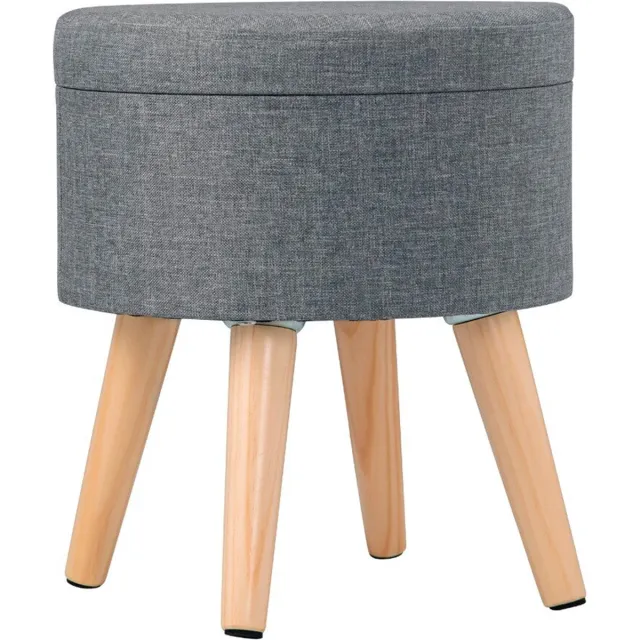 Happyment Luxe poef met opbergruimte - Voetenbank - Opbergbox hocker - Zitkist met deskel - Black friday - Kerstcadeau - Donker grijs
