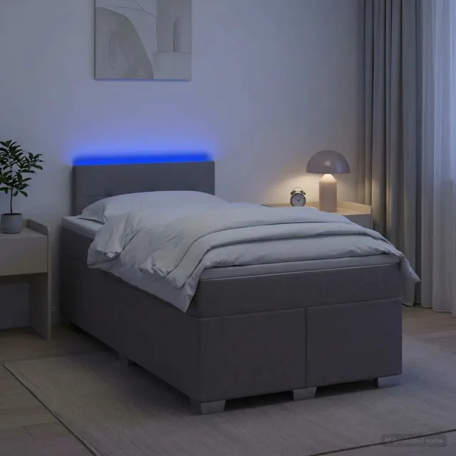 vidaXL Boxspring Bed met Matras en LED Taupe 120 x 190 cm Stof