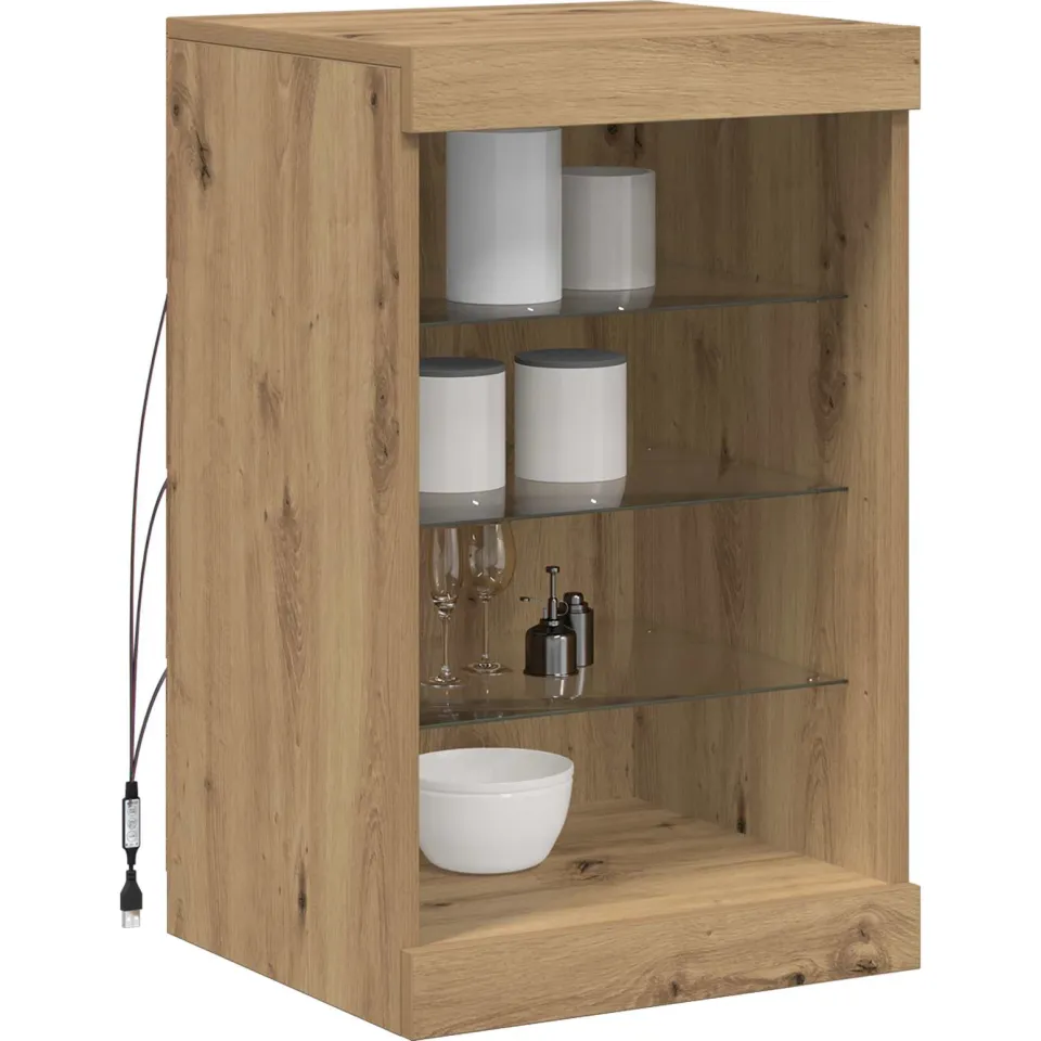 vidaXL LED Sideboard Artisan Eiken 41 x 37 x 67 cm Bewerkt hout Bruin