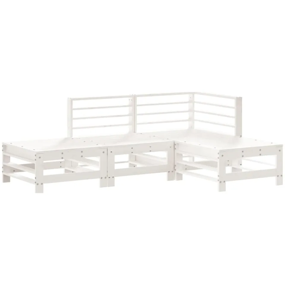 vidaXL 4-delige Loungeset massief grenenhout wit, foto 3
