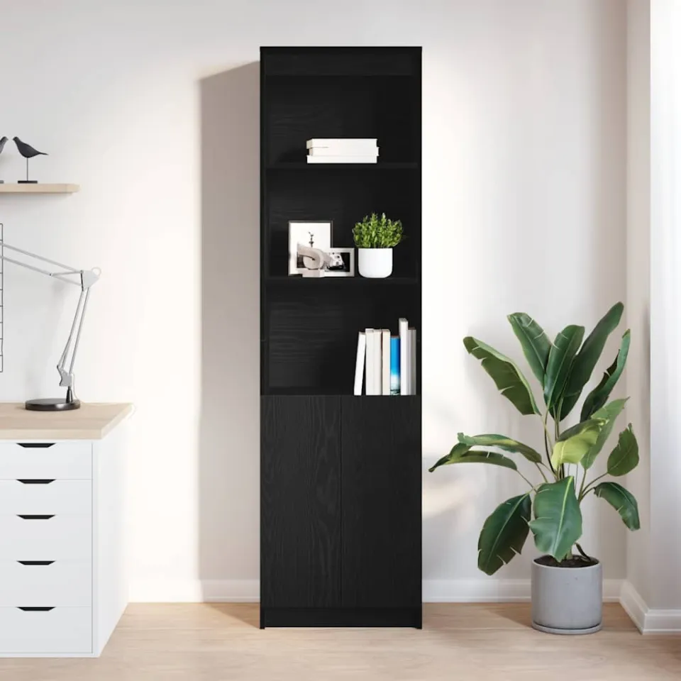 vidaXL Highboard 50x35x180 cm spaanplaat zwart eikenkleurig, foto 3