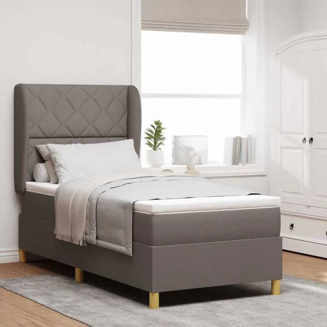 vidaXL Boxspringbed met hoofdeinde Taupe 190 x 90 cm Stof