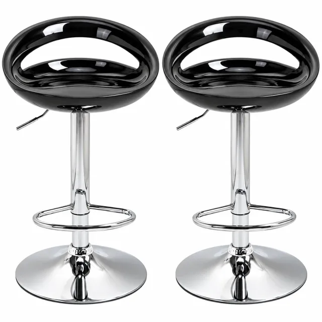 Atlasyx Barstoel - Barkruk - 46 x 41 x 76–96 - Glanzend zwart