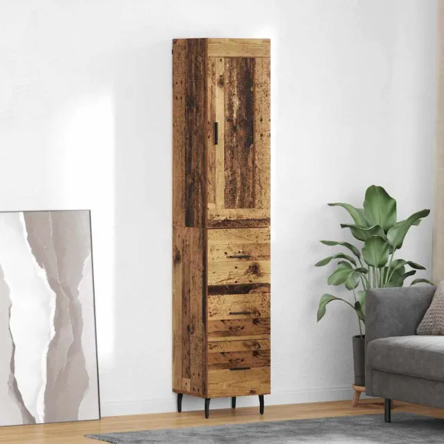 vidaXL Highboard Oud Hout 34,5 x 34 x 180 cm Bewerkt hout Bruin