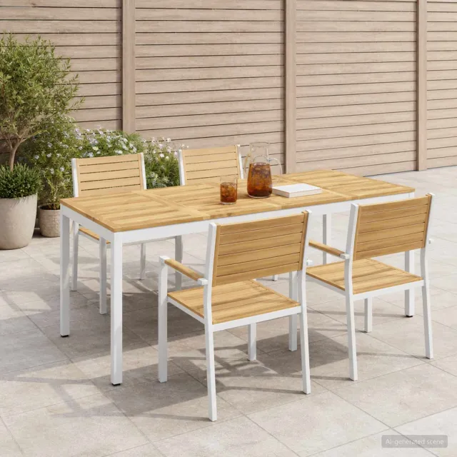 vidaXL Tuindiner tafel NAARDEN Witgewassen 147 x 88,5 x 75 cm, foto 2