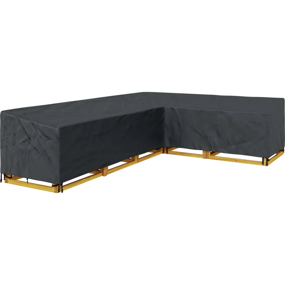 vidaXL Meubelhoes 355 x 275 x 80 cm 210D Oxford Stof L-vorm Waterdicht Zwart