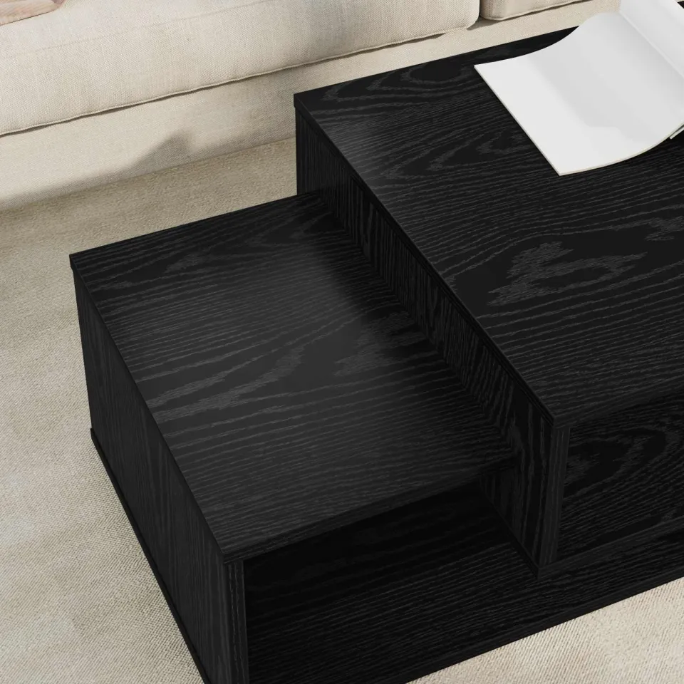 vidaXL Salontafel Zwart Eiken 105 x 50 x 32,5 cm Bewerkt hout, foto 4