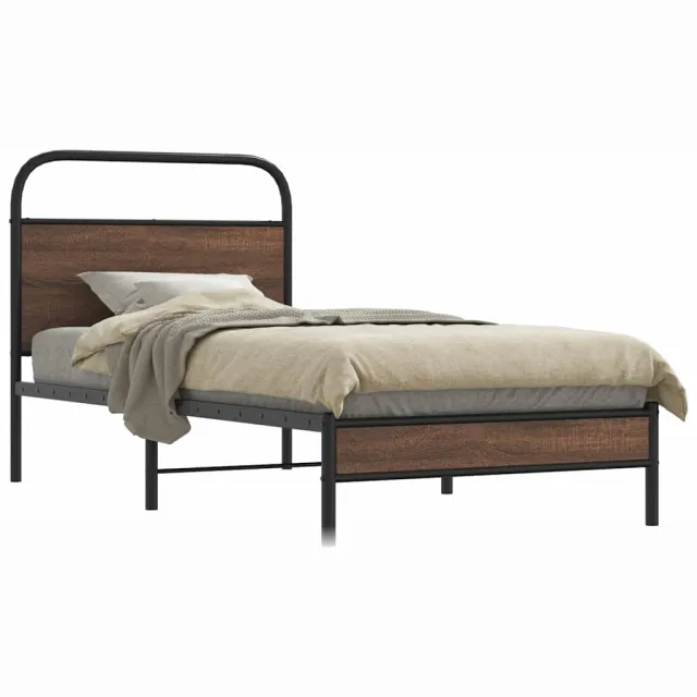 vidaXL Bedframe zonder matras bewerkt hout bruin eikenkleur 90x200 cm