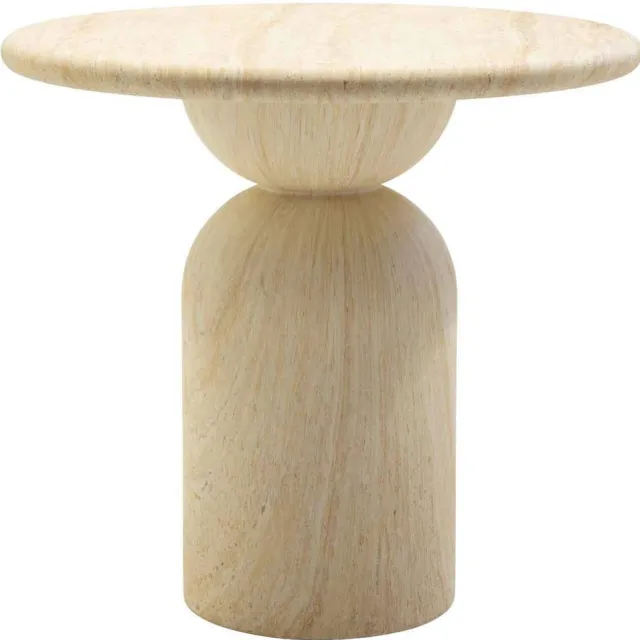 Giga Meubel Eettafel Djurö - Rond Travertin Composiet - 80cm