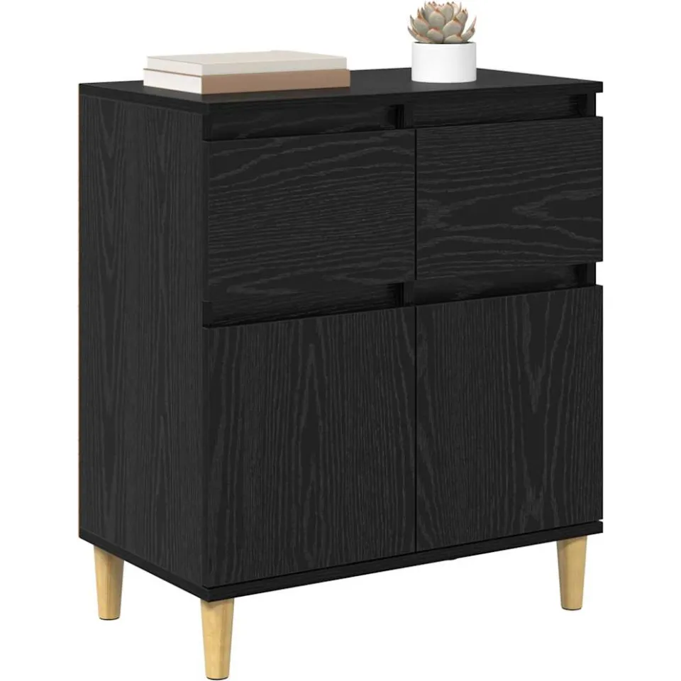vidaXL Dressoir Zwart Eiken 60 x 35 x 70 cm Bewerkt hout