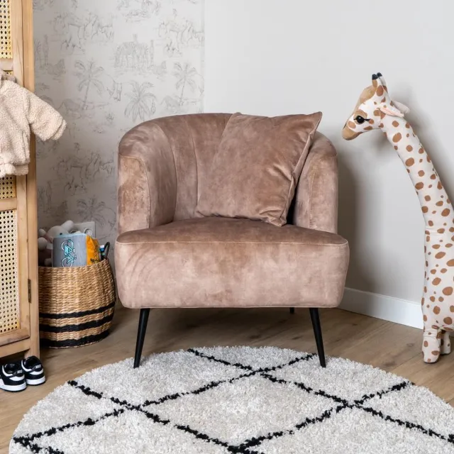 Bronx71 Stoel babykamer velvet Billy taupe