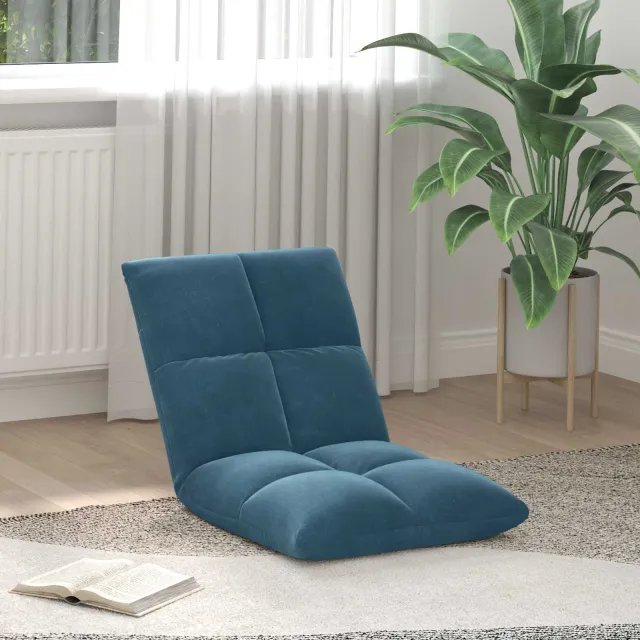 vidaXL Verstelbare vlo stoelen Blauw Fluweel, foto 2