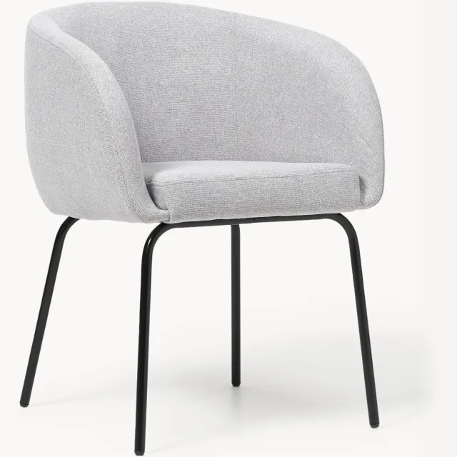 Westwing Collection Fauteuils Alani, 2 stuks Grijs, Zwart