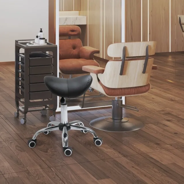Wishdor Sattelhocker Bureaukruk - Ergonomisch draaibaar - Hoogteverstelbaar - Zonder armleuningen - Voor kantoor en salon - Kunstleer - Zwart - 52 cm Black