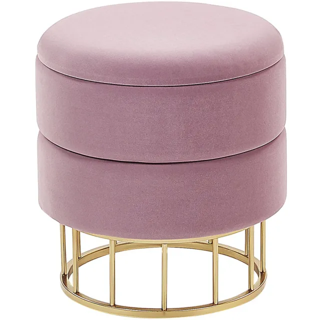 Beliani ELGIN - Poef - Roze - 37 cm - Fluweel