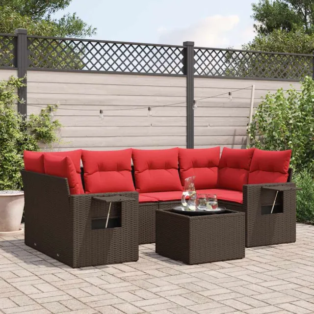 vidaXL 7-delige tuinbankset met kussens, bruin polyrotan, foto 2