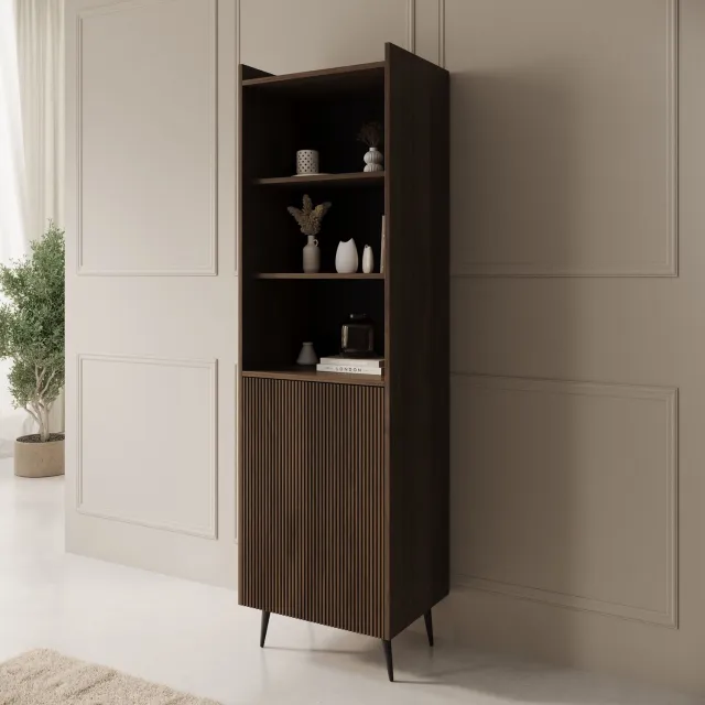 MEUBELLA Asty - Boekenkast - Donker eiken - 52x41x180 cm Bruin