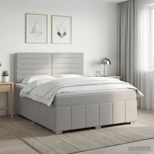 vidaXL Boxspringbed met matras Lichtgrijs 160 x 200 cm Stof