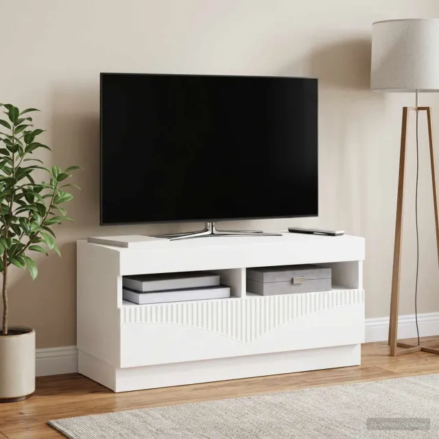 vidaXL LED tv-meubel Wit Bewerkt hout, foto 2