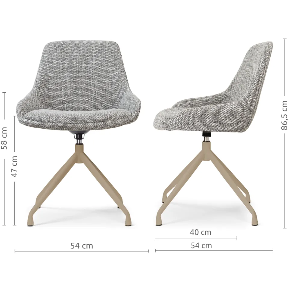 Nolon Nola-Mae draaibare eetkamerstoel grijs blend - beige onderstel, foto 2