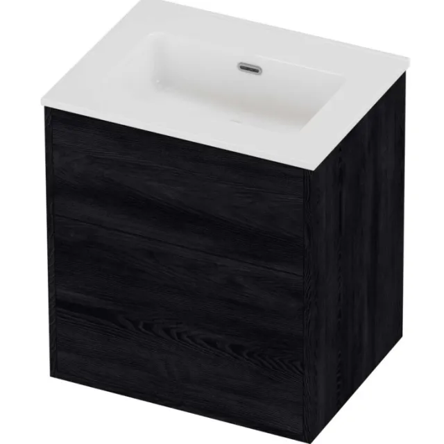 Proline Tribute Badmeubelset Porselein Elegant 2 Laden 60x46x67 cm Glans Wit Black Oak Eiken