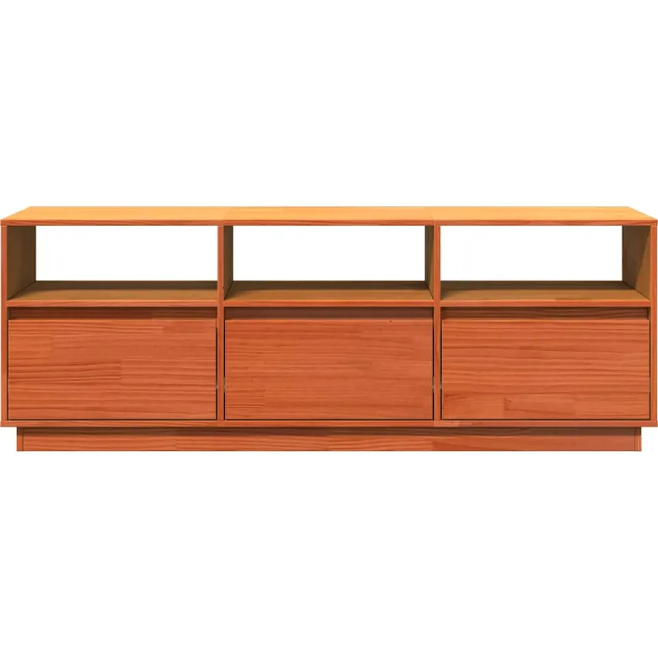 vidaXL Tv-meubel 140x37x50 cm massief grenenhout wasbruin bruin, foto 4