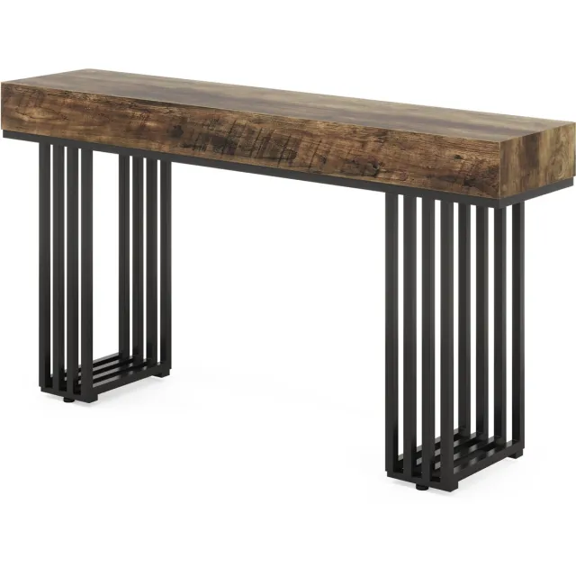 DMG Supply Consoletafel - 140 cm - Industrieel - Bruin en Zwart - MDF Blad - Metalen Poten