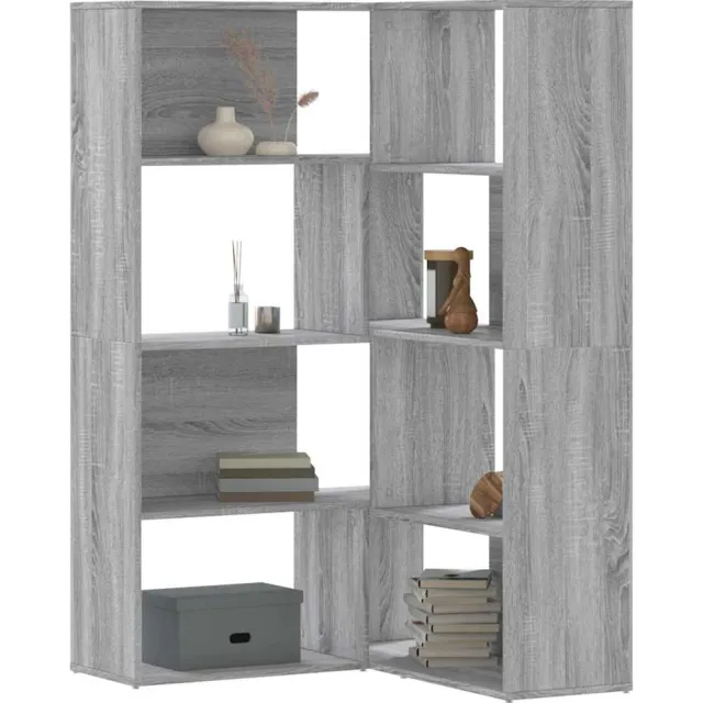 vidaXL Boekenkast 4-laags hoek 85x85x140 cm bewerkt hout grijs sonoma