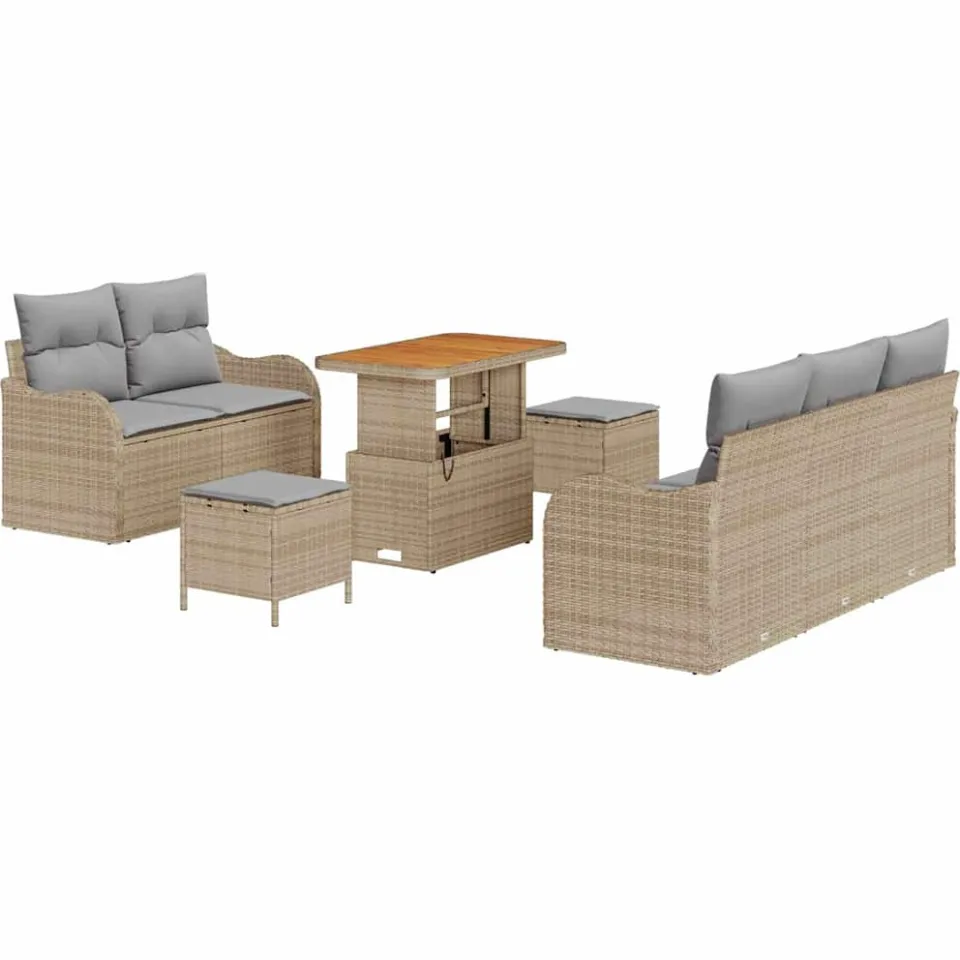 vidaXL Tuinbankenset 8 st Beige poly rattan