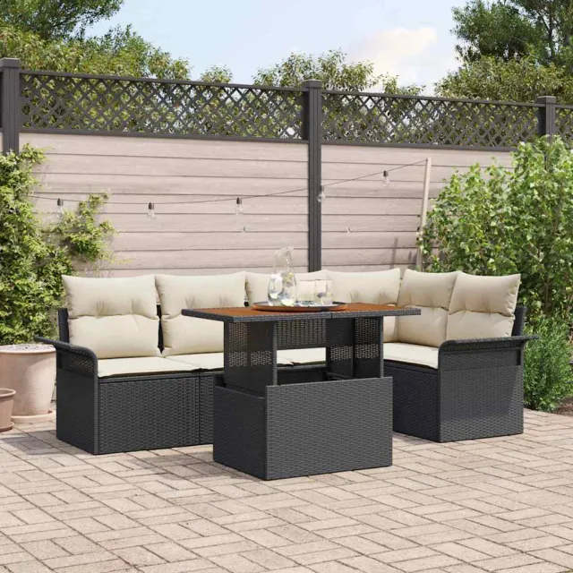 vidaXL Tuin Sofa Set 6 st Zwart Poly riet, foto 2