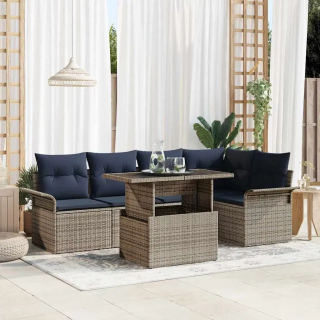 vidaXL Tuin Sofa Set 6 st Grijs [Synthetisch]: Poly Rattan, foto 2