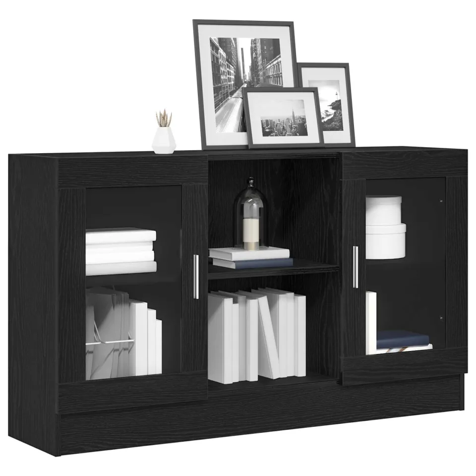 vidaXL Dressoir Zwart Eiken 120 x 30,5 x 70 cm Bewerkt hout