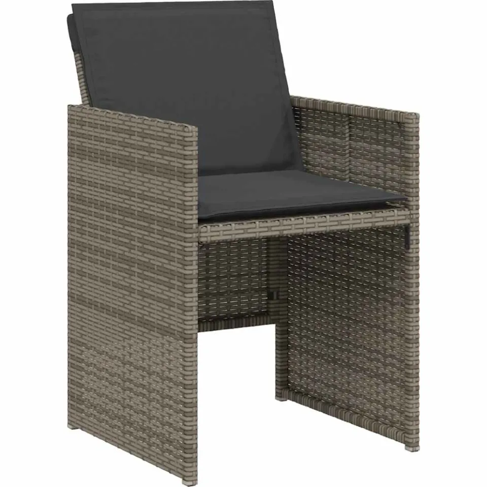 vidaXL 3-delige Bistroset met kussens poly rattan grijs, foto 3