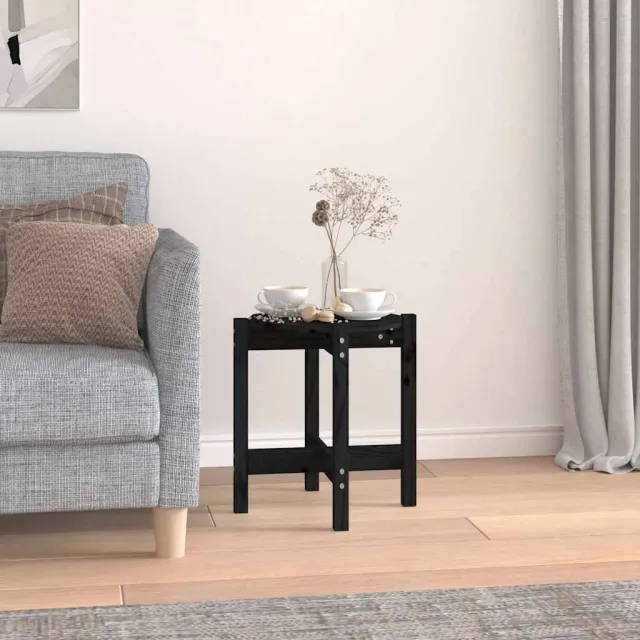 vidaXL Salontafel Ø 42,5x45 cm massief grenenhout zwart, foto 2