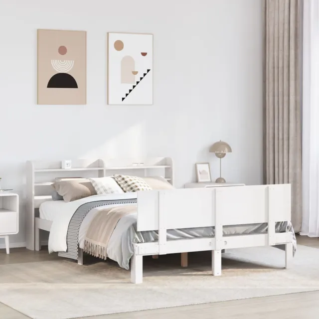 vidaXL Bed Frame 2 st Wit 150 x 200 cm Solid Pine Wood, Plywood