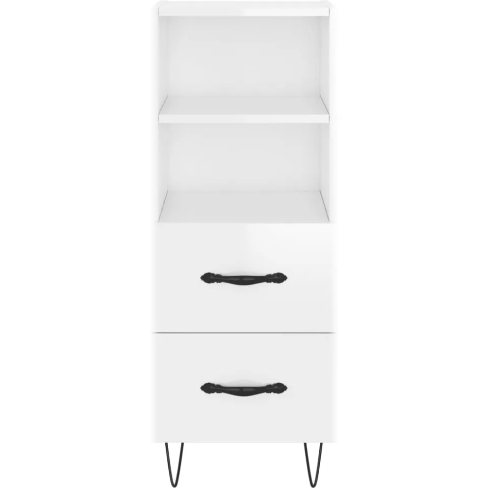 vidaXL Dressoir 34,5x34x90 cm bewerkt hout hoogglans wit, foto 4