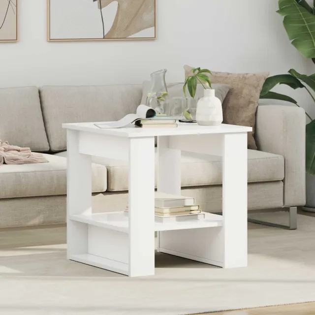 vidaXL Salontafel Wit 51 x 50 x 50 cm Bewerkt hout, foto 2