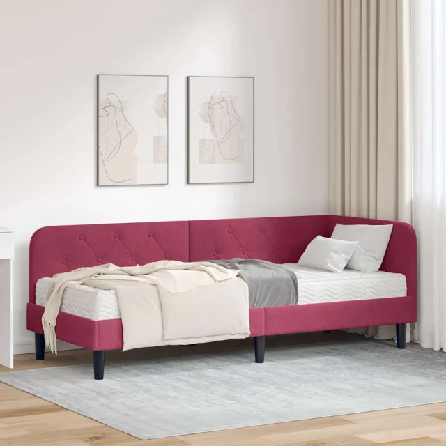 vidaXL Hoekbedframe Wijnrood 80 x 200 cm Fluweel