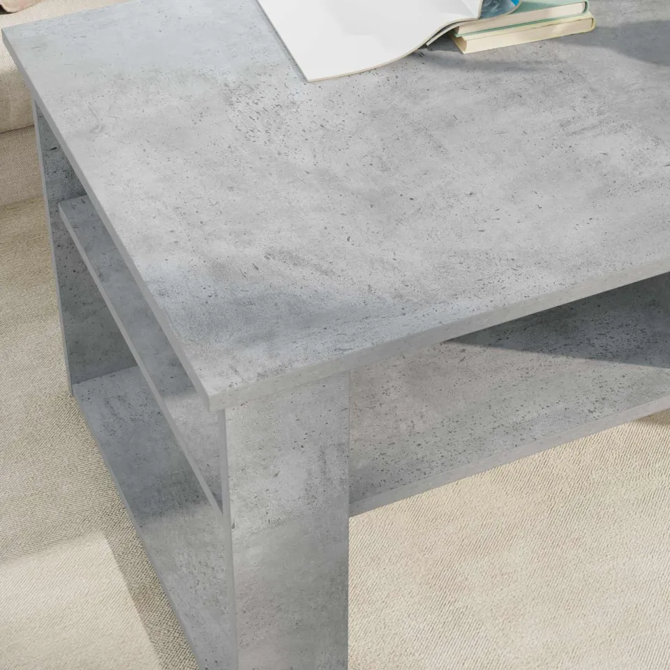 vidaXL Salontafel Beton Grijs 96 x 54 x 44 cm Bewerkt hout, foto 4