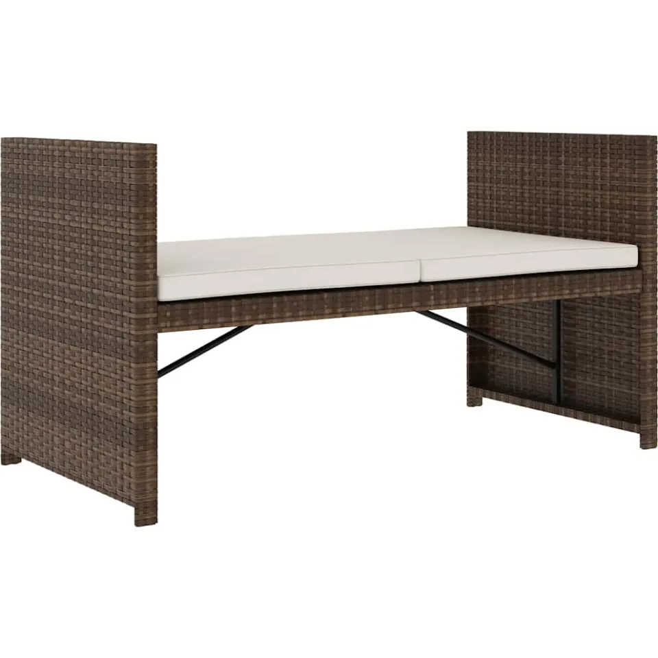 vidaXL 5-delige Loungeset met kussens poly rattan bruin, foto 4
