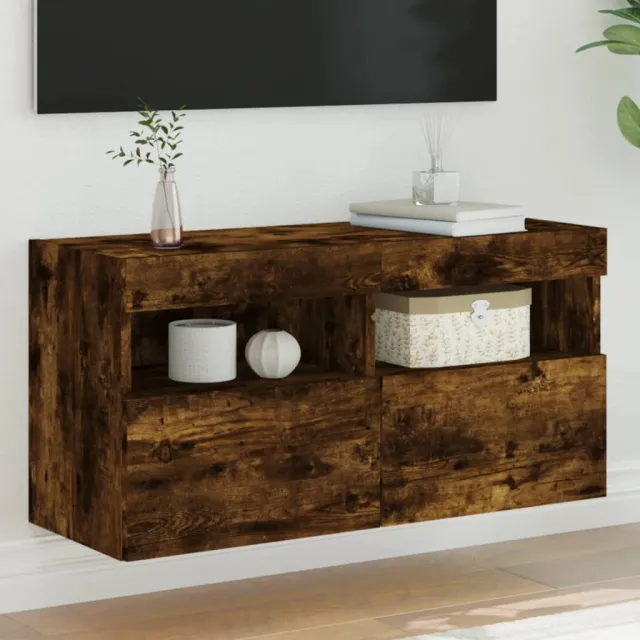 vidaXL Tv-wandmeubel met LED-verlichting 80x30x40 cm gerookt eiken Bruin