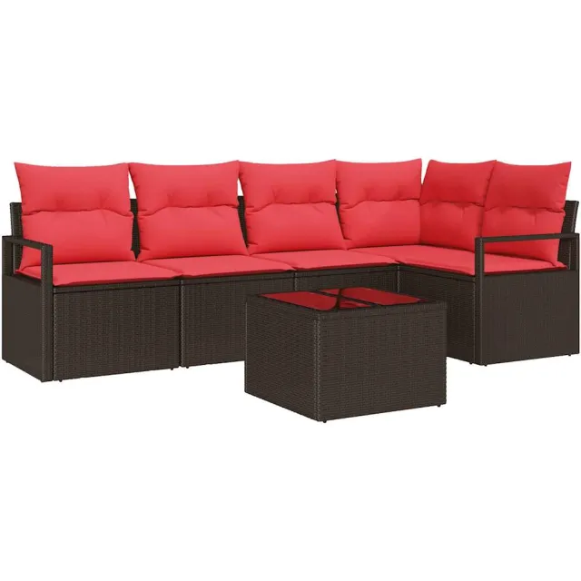 vidaXL Bankstel 6 st Bruin poly rattan