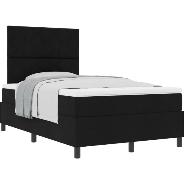 vidaXL Boxspringbed met kussen met hoofdeinde Zwart 120 x 200 cm Stof