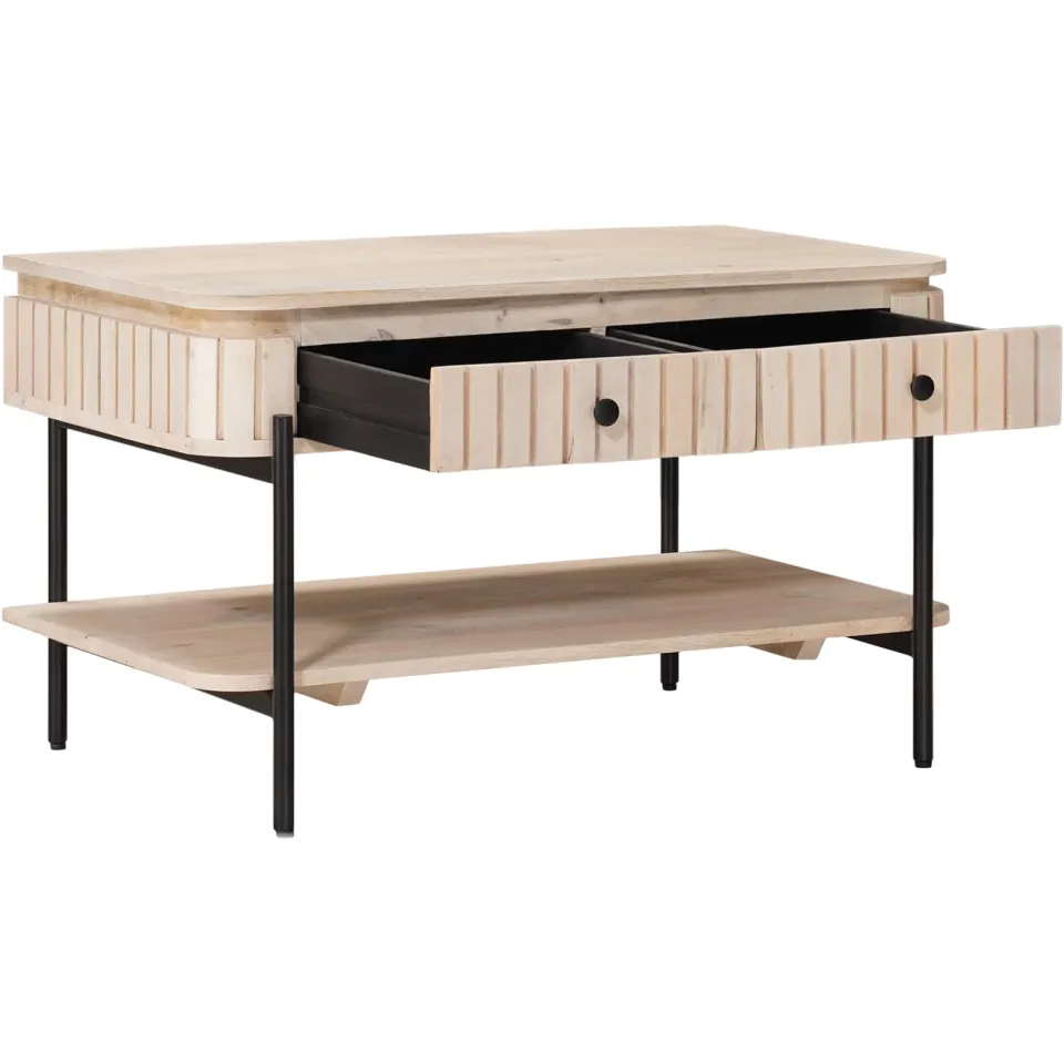 vidaXL Handgemaakte Koffietafel Wit 85 x 45 x 50 cm Massief Mango Hout, foto 2