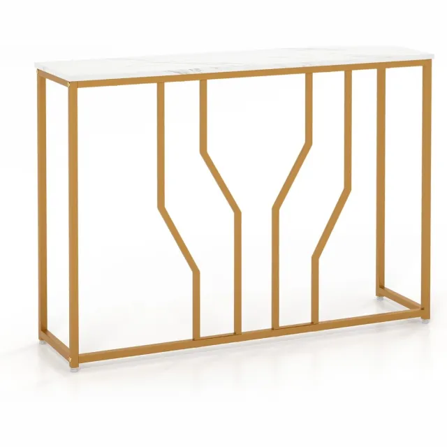 Suredeal Consoletafel - Console Tafel Marmeren - 110x30x80 cm - Wit
