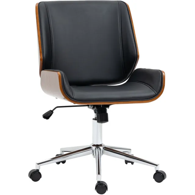 Vinsetto bureaustoel - Bekleding van synthetisch PU-leer - 53x60x96cm - Zwart